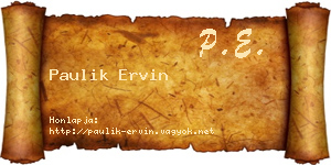 Paulik Ervin névjegykártya